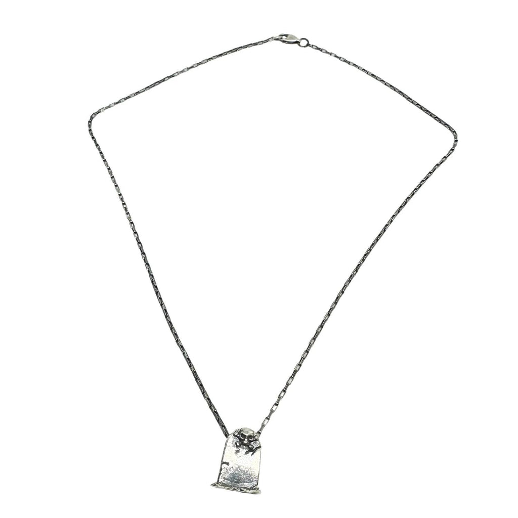 Men's Sterling Silver Necklace – Bold Skeleton Grave Design by Tg-Jewellery By Tamara Gervasio (men-s-skeleton-grave-rectangular-chain-necklace-silver)