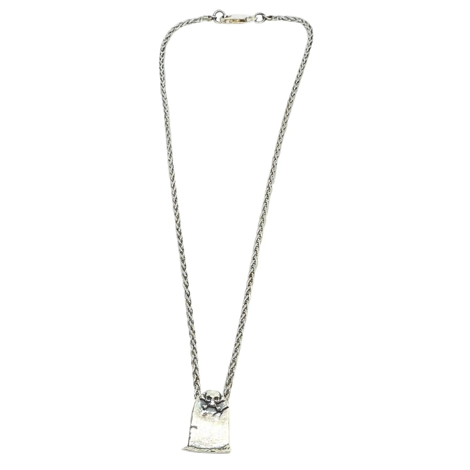 Sterling Silver Skull Necklace - Handcrafted Gothic Statement Piece by Tg-Jewellery By Tamara Gervasio (skeleton-grave-spiga-chain-necklace-in-sterling-silver-925-38cm)