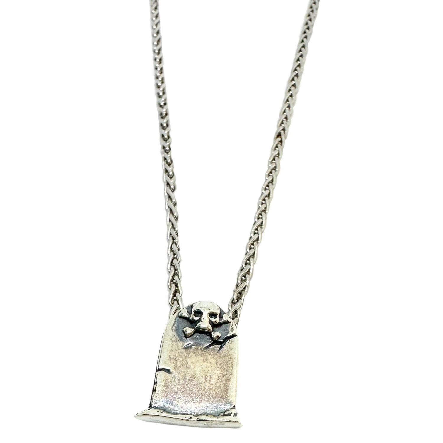 Sterling Silver Skull Necklace - Handcrafted Gothic Statement Piece