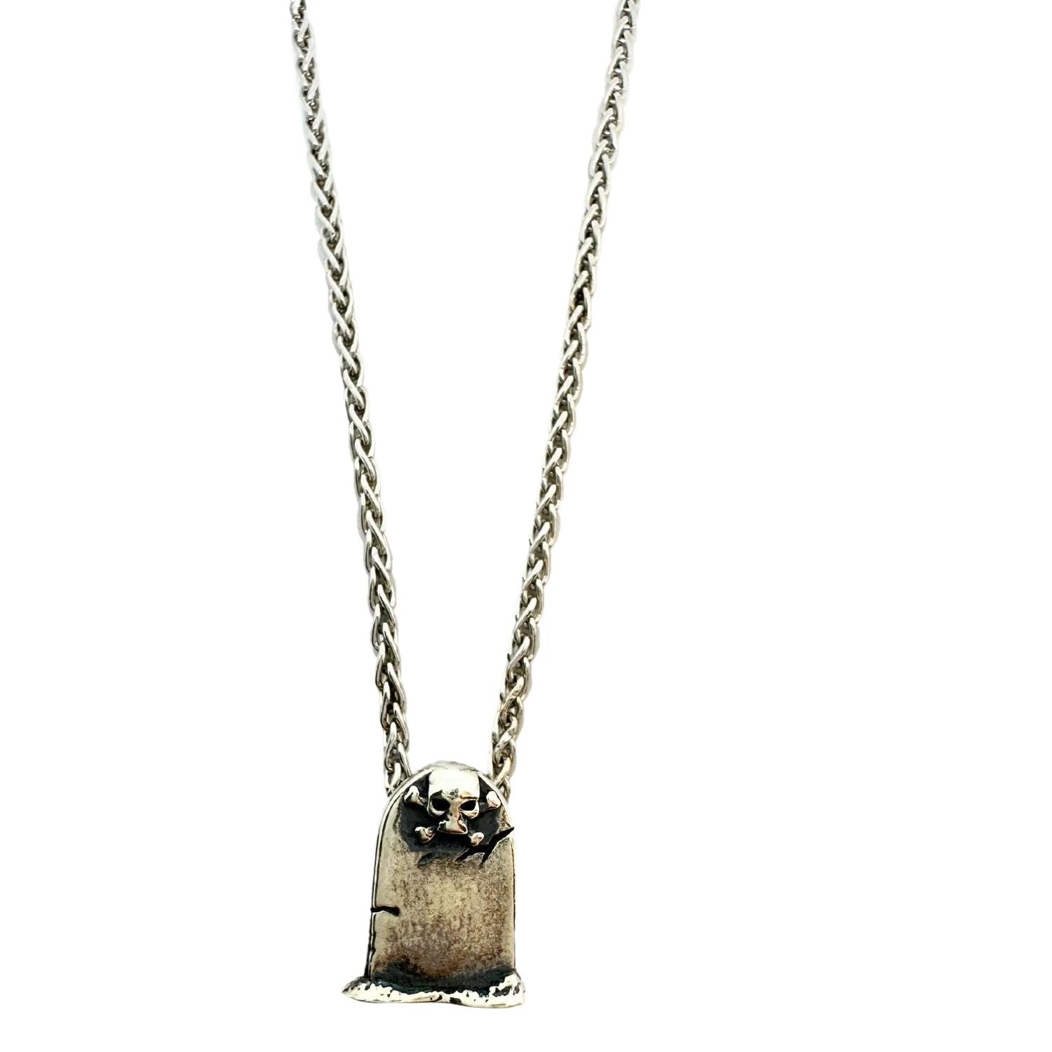 Sterling Silver Skull Necklace - Handcrafted Gothic Statement Piece
