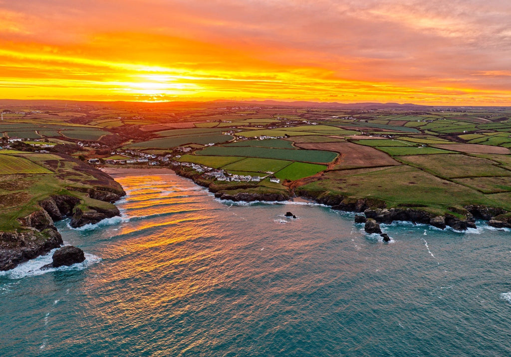 Cornwall Wall Art – Porthcothan Bay Autumn Light Giclee Print by Cornwall Prints (autumn-sunrise-porthcothan-bay)