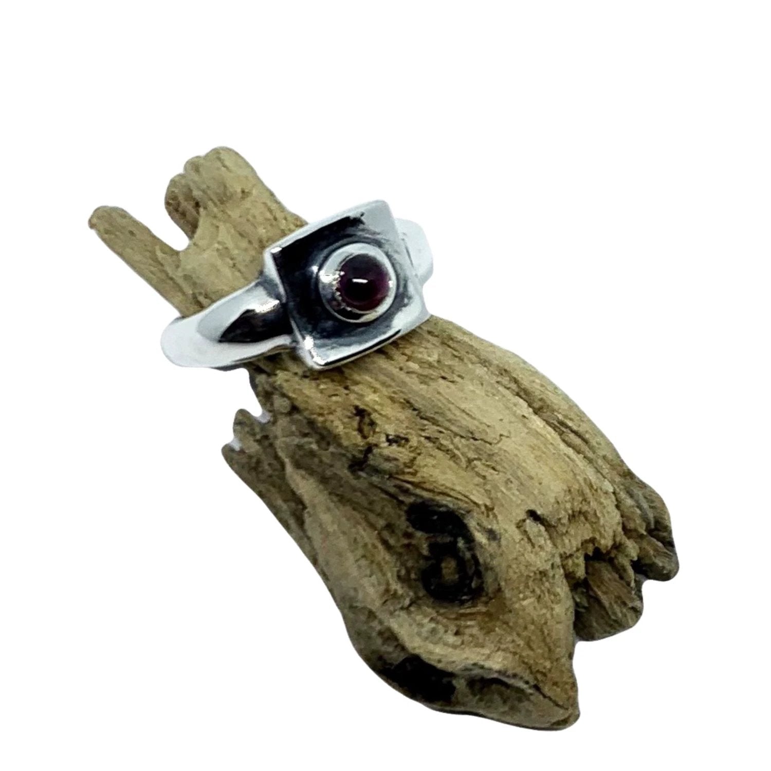 Handmade Sterling Silver Ring - The Cube with Gemstone Choice by Tg-Jewellery By Tamara Gervasio (the-cube-ring-handmade-ring-in-sterling-silver)