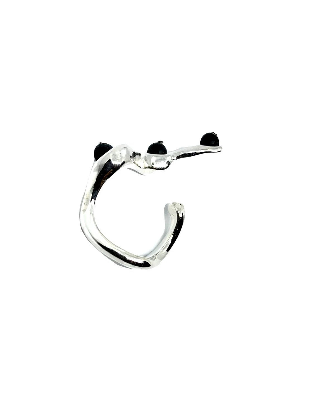 Snake Ring – Handcrafted Sterling Silver with Satin Onyx Beads by Tg-Jewellery By Tamara Gervasio (snake-ring-with-satin-onyx-beads-sterling-silver-925-one-of-a-kind)
