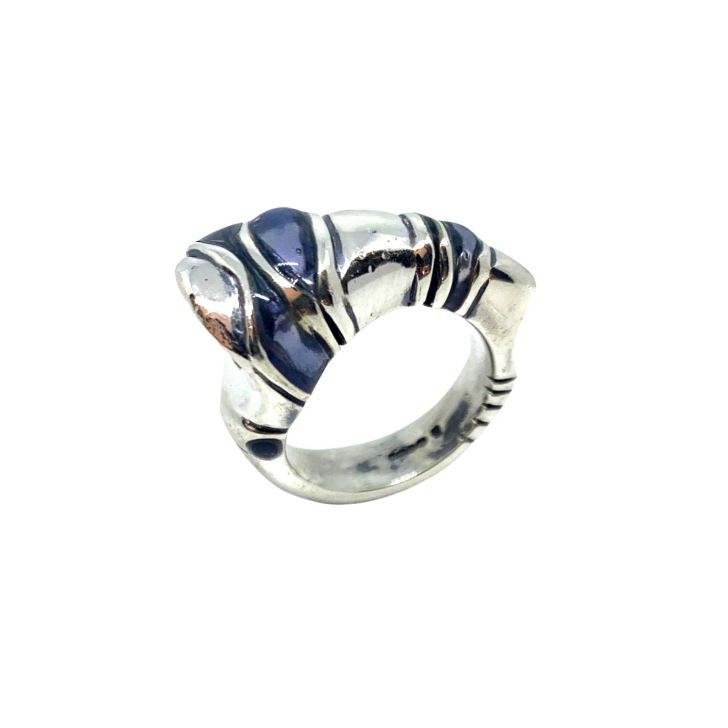 Statement Ring – Bold Sculptural Design in Sterling Silver by Tg-Jewellery By Tamara Gervasio (eyebrow-ring-unisex-sterling-silver-925-with-colorit-enamel)