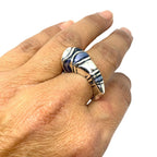 Statement Ring – Bold Sculptural Design in Sterling Silver by Tg-Jewellery By Tamara Gervasio (eyebrow-ring-unisex-sterling-silver-925-with-colorit-enamel)