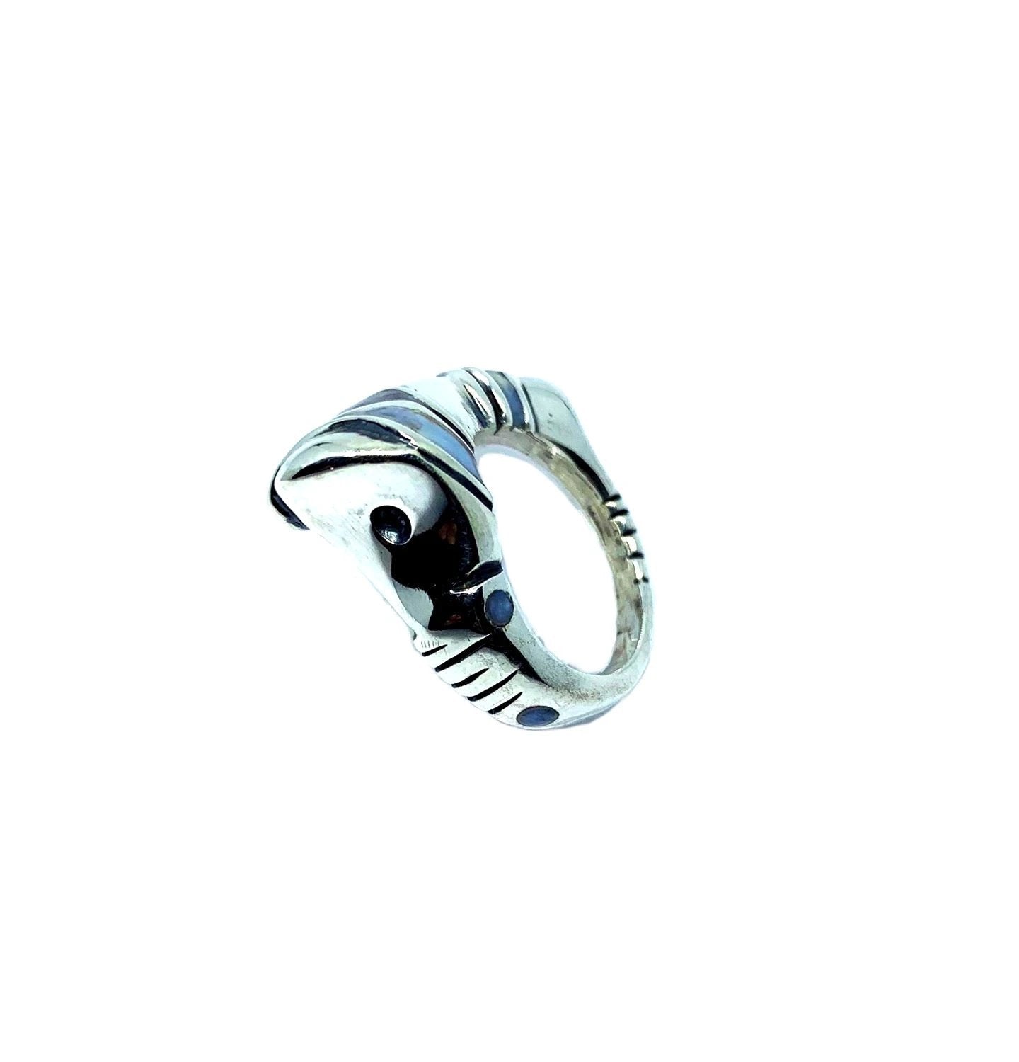 Statement Ring – Bold Sculptural Design in Sterling Silver by Tg-Jewellery By Tamara Gervasio (eyebrow-ring-unisex-sterling-silver-925-with-colorit-enamel)