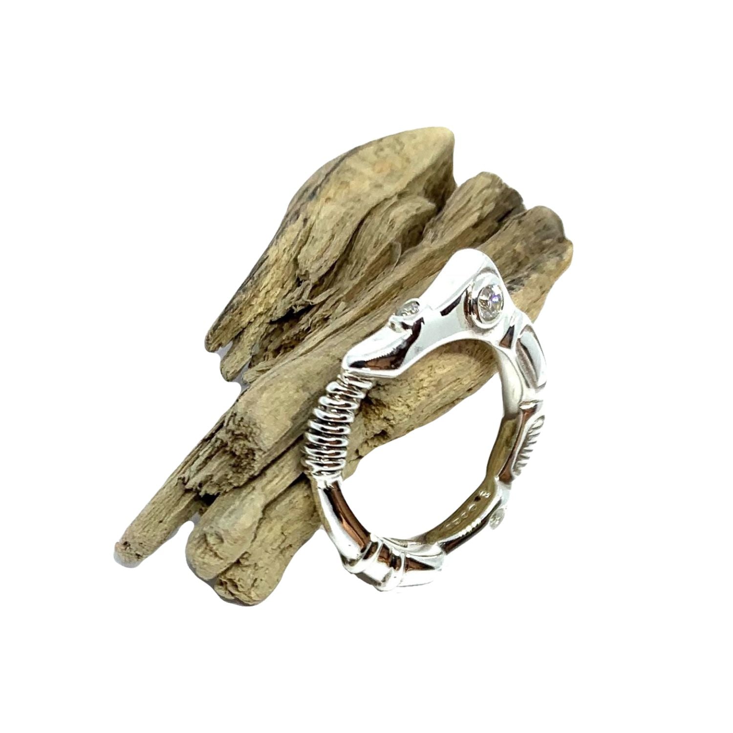 Statement Ring – Sculptural Sterling Silver Design by Tg-Jewellery By Tamara Gervasio (organic-matter-ring-sterling-silver-925-with-cubic-zirconia-sapphire-or-ruby)
