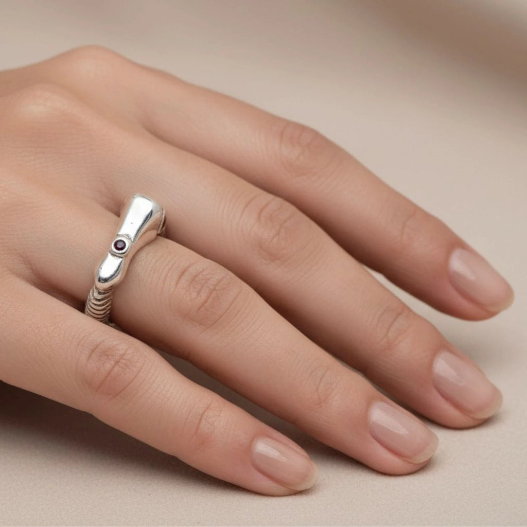 Statement Ring – Sculptural Sterling Silver Design by Tg-Jewellery By Tamara Gervasio (organic-matter-ring-sterling-silver-925-with-cubic-zirconia-sapphire-or-ruby)