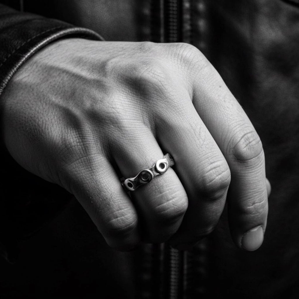 Sterling Silver Biker Ring – Handcrafted Motorcycle Chain Band by Tg-Jewellery By Tamara Gervasio (bikers-band-ring-unisex-men-s-sterling-silver-motorcycle-chain-band)
