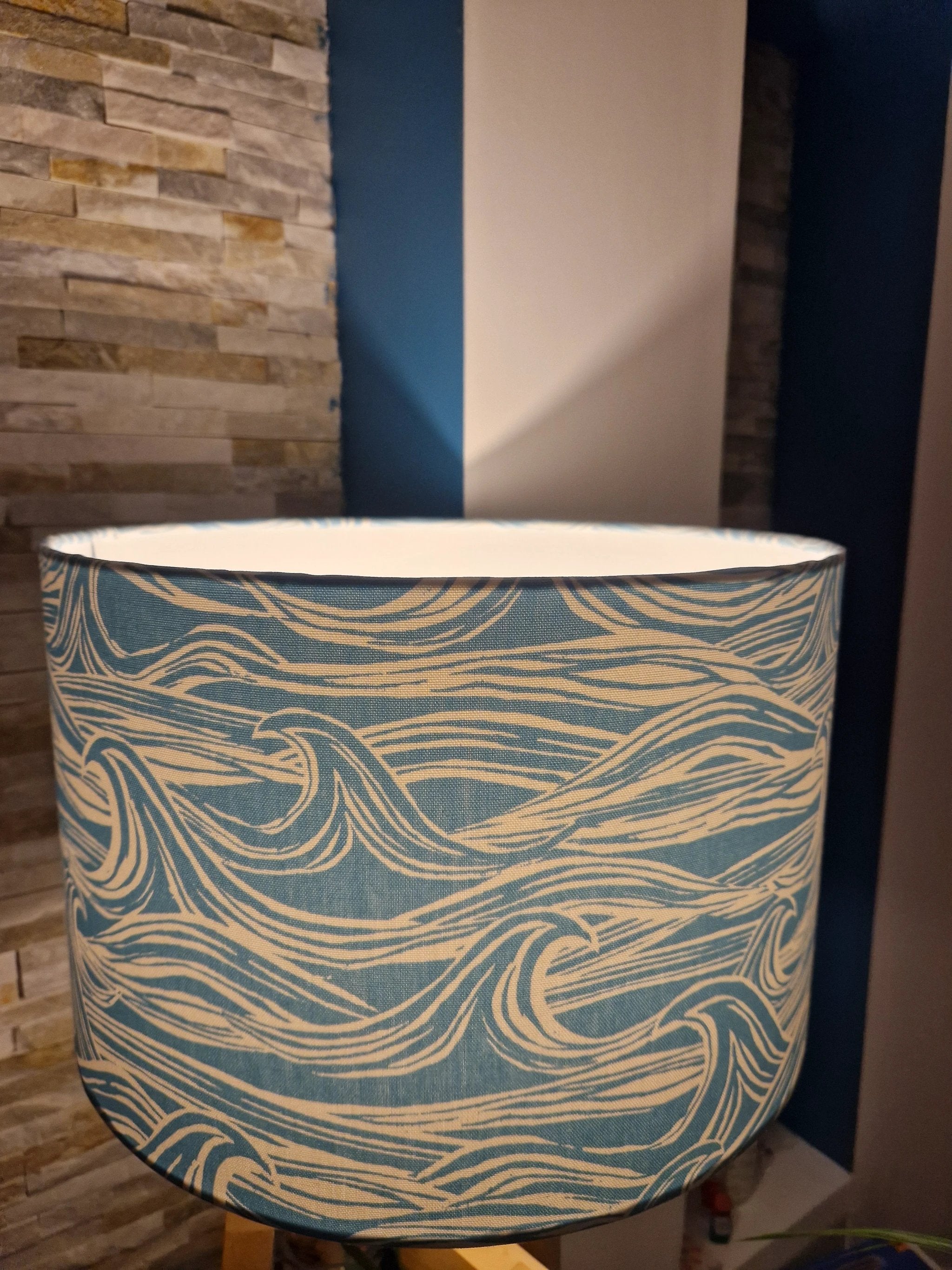 Coastal Lampshade – Handcrafted Wave Design, 40cm by Sailing Sea Shades (large-wave-lampshade)