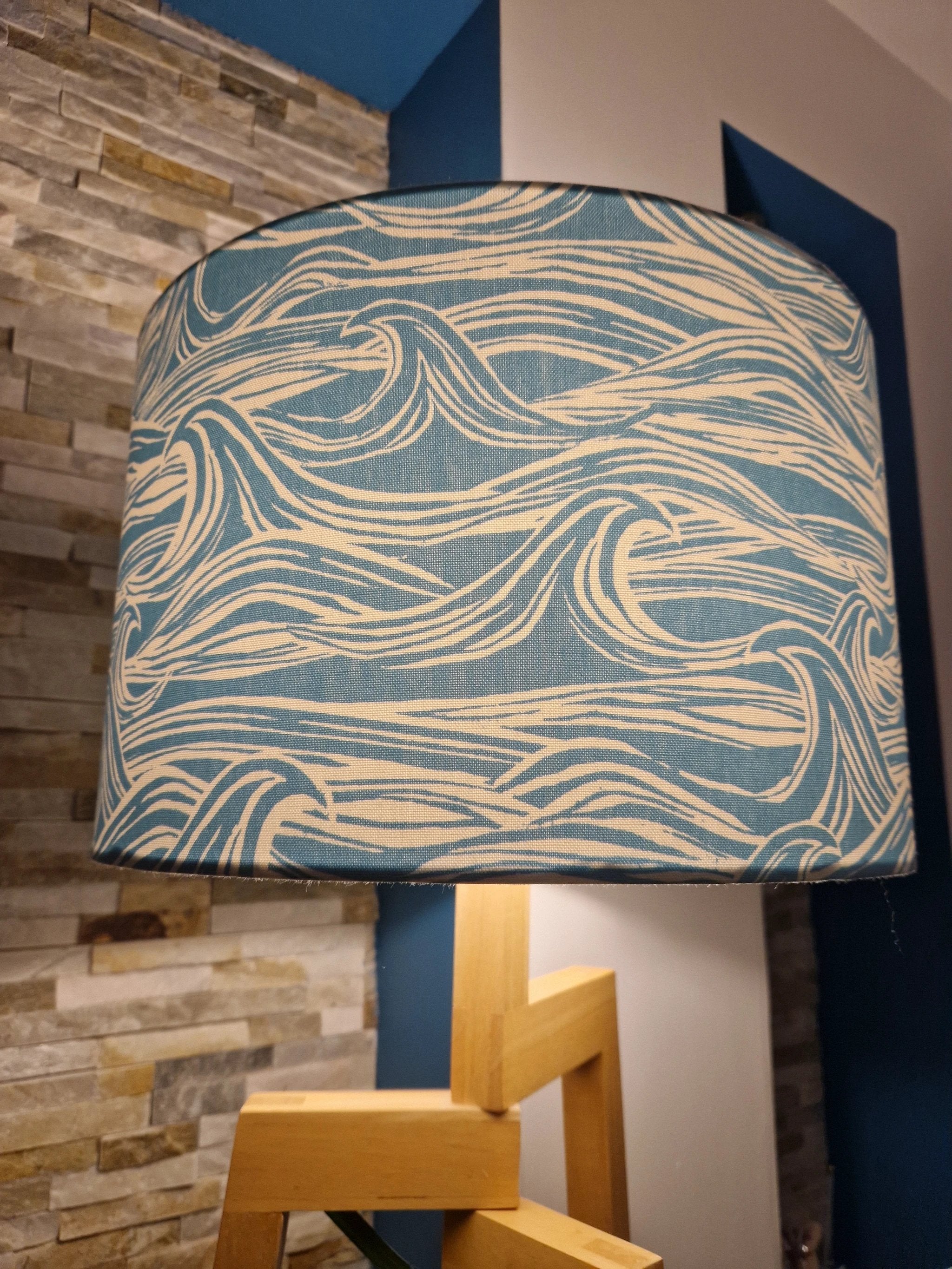 Coastal Lampshade – Handcrafted Wave Design, 40cm by Sailing Sea Shades (large-wave-lampshade)
