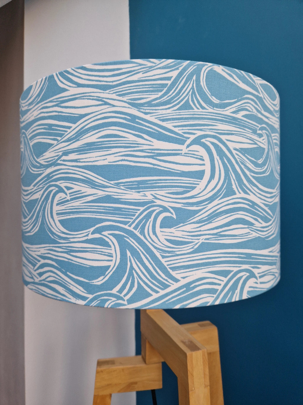Coastal Lampshade – Handcrafted Wave Design, 40cm by Sailing Sea Shades (large-wave-lampshade)