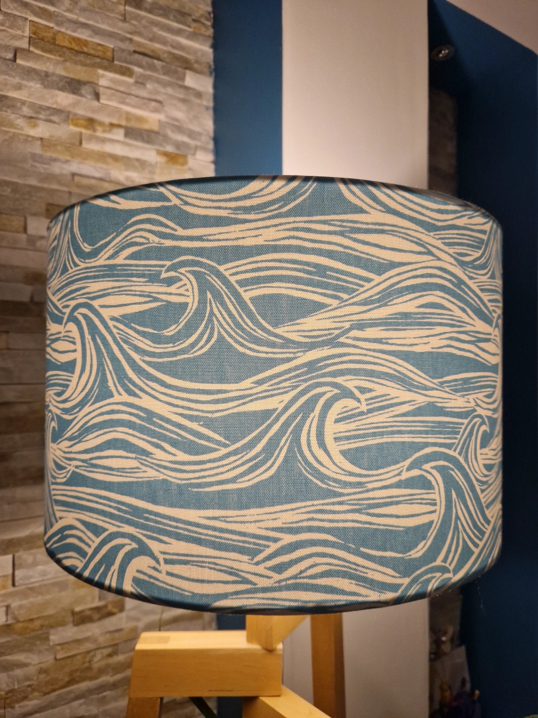 Coastal Lampshade – Handcrafted Wave Design, 40cm by Sailing Sea Shades (large-wave-lampshade)