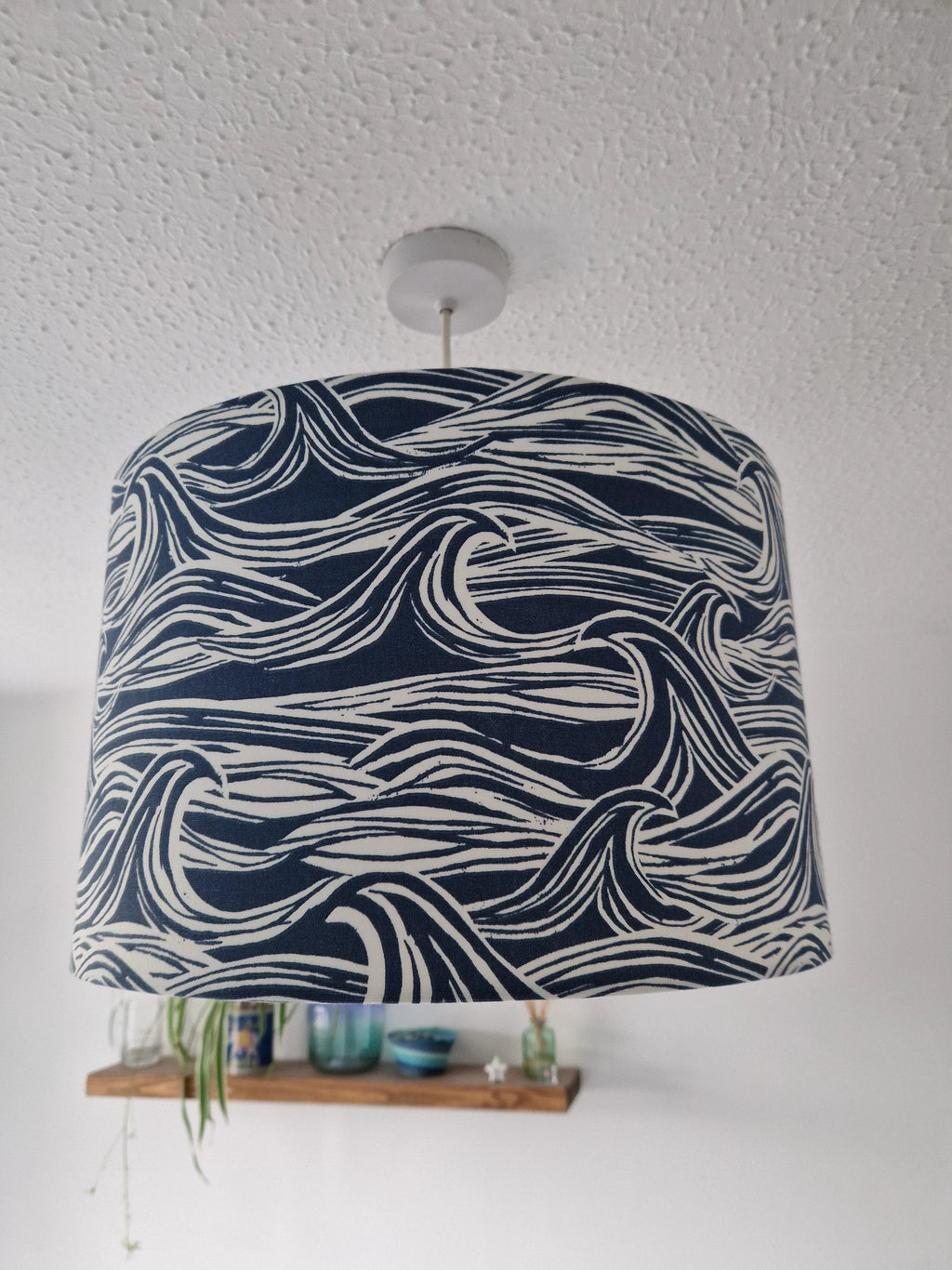 Coastal Lampshade – Handcrafted Wave Design, 40cm by Sailing Sea Shades (large-wave-lampshade)