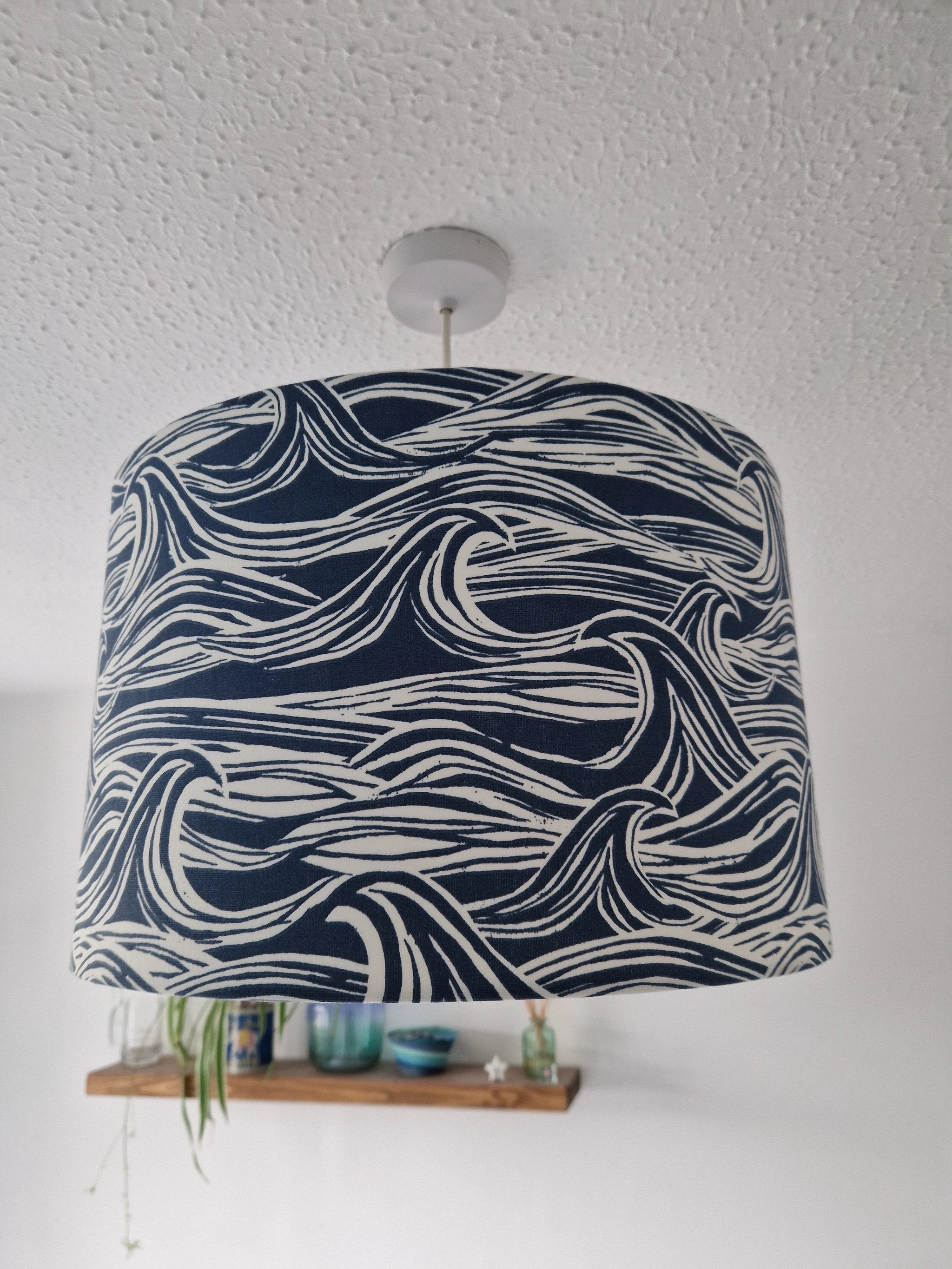 Coastal Lampshade – Handcrafted Wave Design, 40cm by Sailing Sea Shades (large-wave-lampshade)