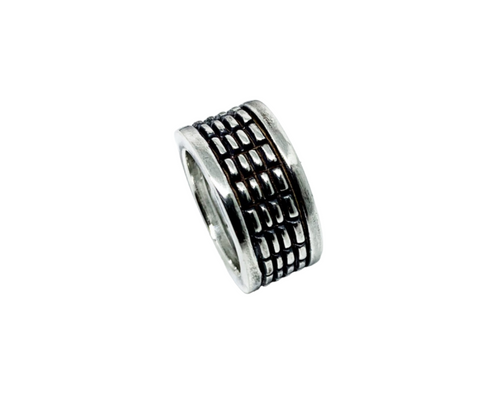 Chunky Silver Ring - Crocodile Texture Statement Piece by Tg-Jewellery By Tamara Gervasio (crocodile-ring-sterling-silver-925-oxidised-polished-finish)