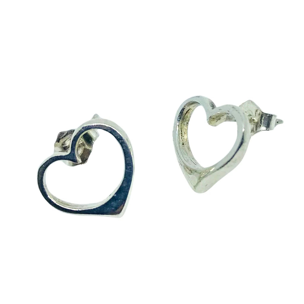 Heart Stud Earrings - Handcrafted Sterling Silver with Gold Options by Tg-Jewellery By Tamara Gervasio (heart-stud-earrings-sterling-silver-custom-gold-options)