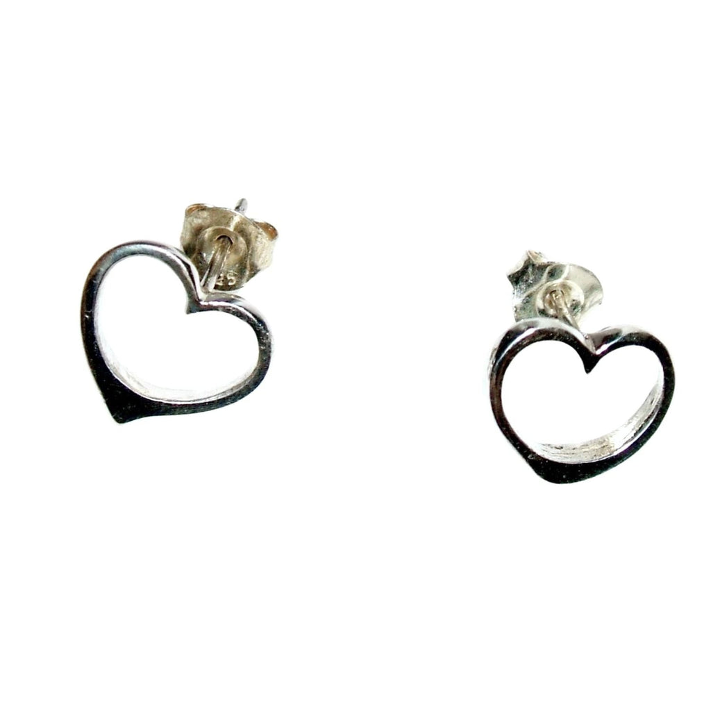 Heart Stud Earrings - Handcrafted Sterling Silver with Gold Options by Tg-Jewellery By Tamara Gervasio (heart-stud-earrings-sterling-silver-custom-gold-options)