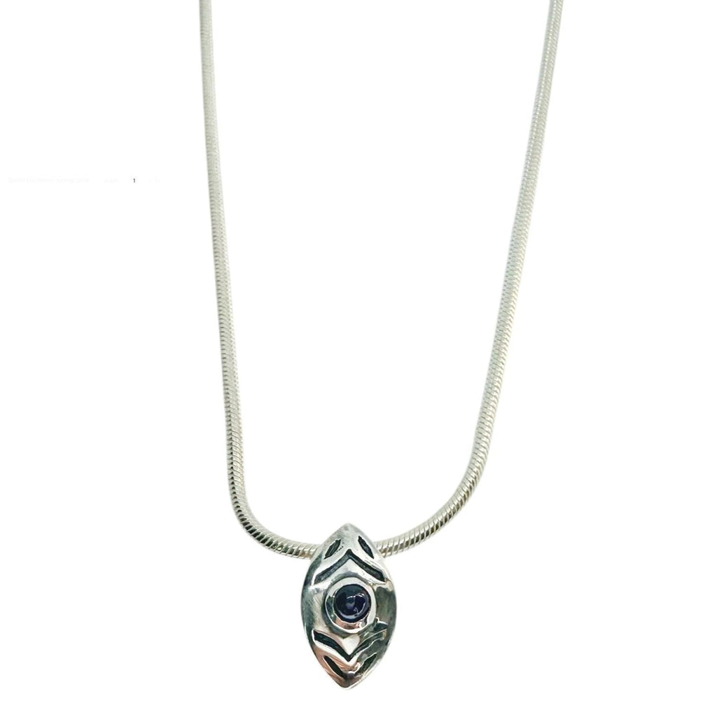 Sterling Silver Necklace – Eclipse Eye Design with Blue Sapphire by Tg-Jewellery By Tamara Gervasio (eclipse-eye-unique-necklace-sterling-silver-blue-sapphire)