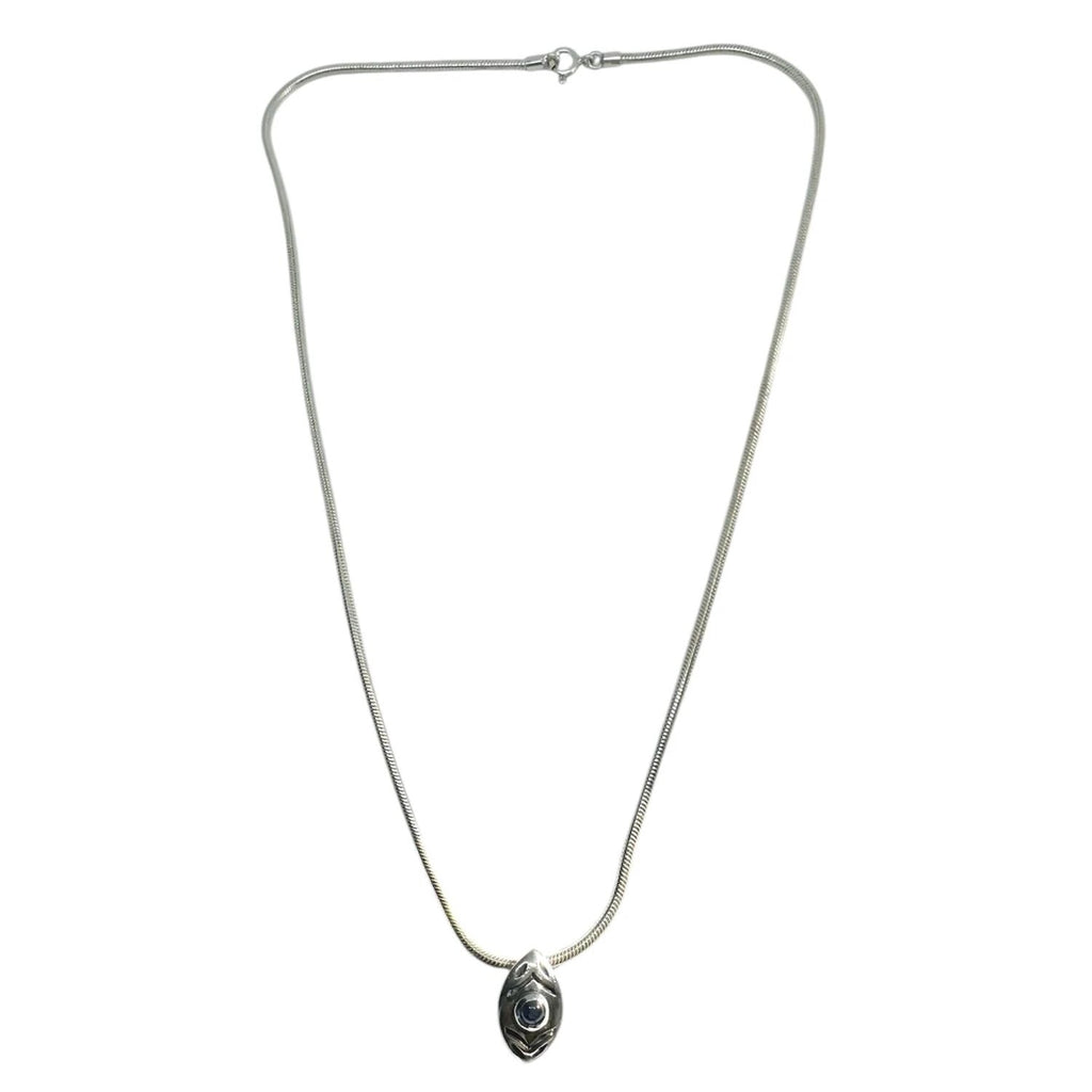 Sterling Silver Necklace – Eclipse Eye Design with Blue Sapphire by Tg-Jewellery By Tamara Gervasio (eclipse-eye-unique-necklace-sterling-silver-blue-sapphire)