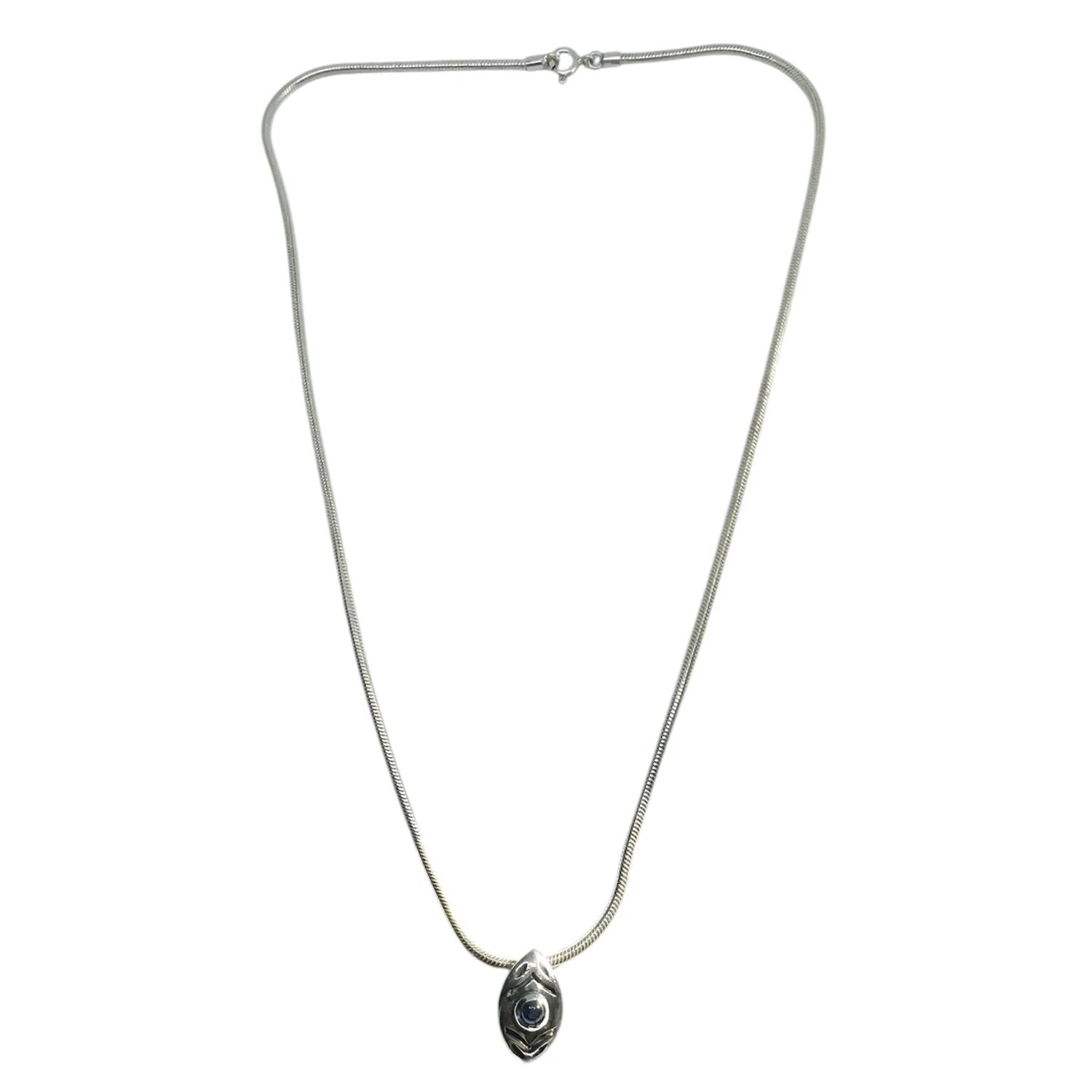 Sterling Silver Necklace – Eclipse Eye Design with Blue Sapphire by Tg-Jewellery By Tamara Gervasio (eclipse-eye-unique-necklace-sterling-silver-blue-sapphire)