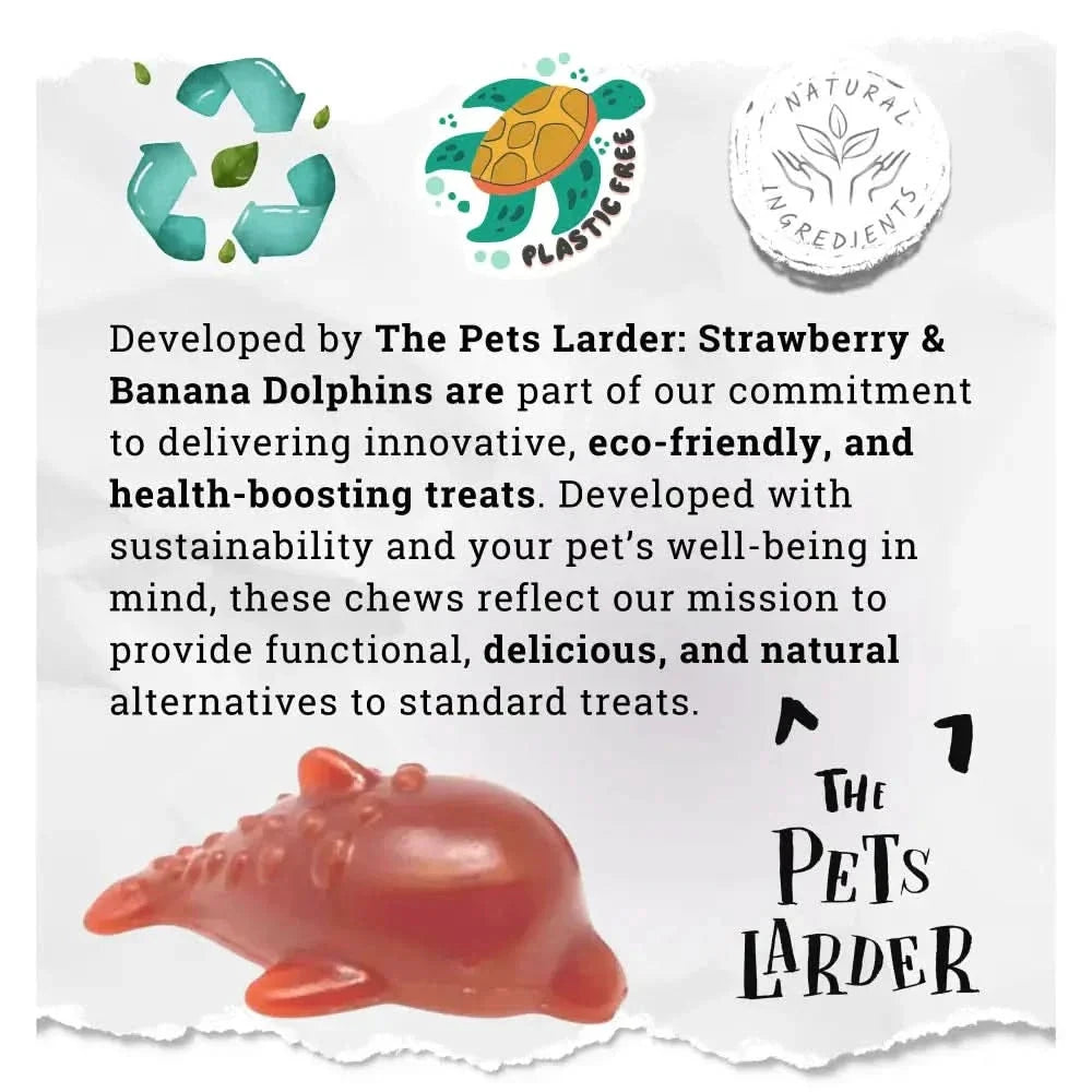 Strawberry Banana Dolphin Vegetable Dog Chew | The Pets Larder by The Pets Larder (strawberry-banana-dolphin-vegetable-chew-for-dogs)