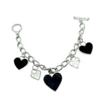 Heart Charm Bracelet – Handcrafted Sterling Silver with Pearl Detail by Tg-Jewellery By Tamara Gervasio (regina-di-cuori-heart-charm-bracelet-sterling-silver)