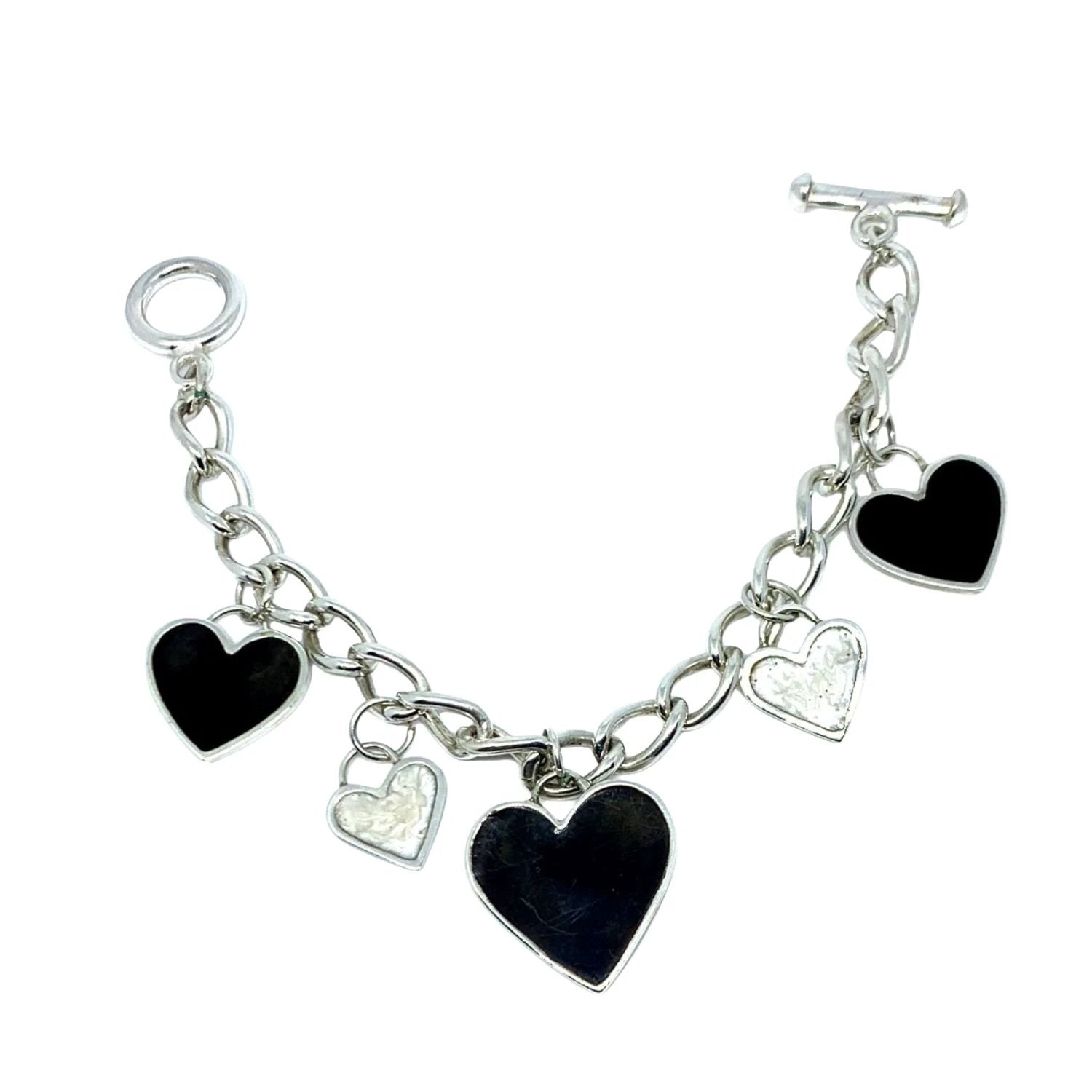 Heart Charm Bracelet – Handcrafted Sterling Silver with Pearl Detail by Tg-Jewellery By Tamara Gervasio (regina-di-cuori-heart-charm-bracelet-sterling-silver)