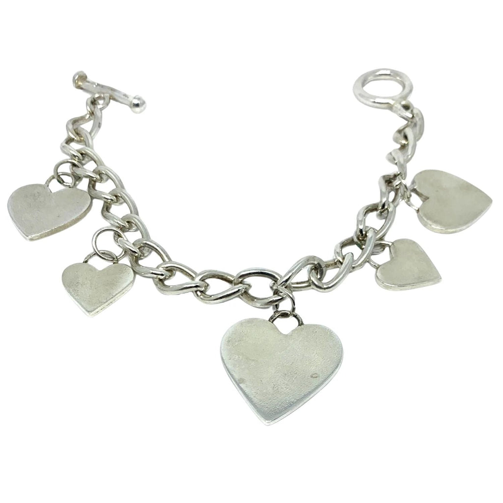 Heart Charm Bracelet – Handcrafted Sterling Silver with Pearl Detail by Tg-Jewellery By Tamara Gervasio (regina-di-cuori-heart-charm-bracelet-sterling-silver)
