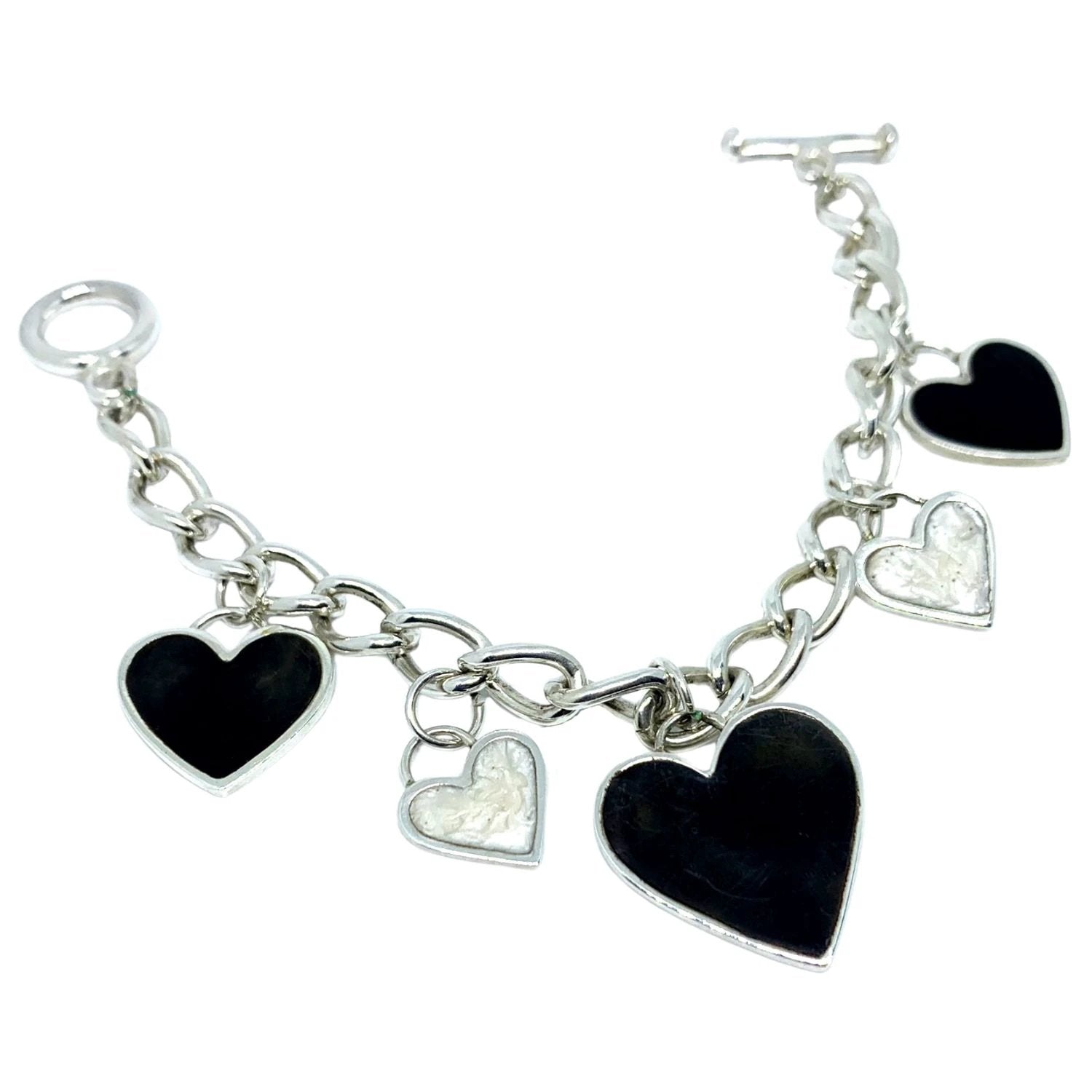 Heart Charm Bracelet – Handcrafted Sterling Silver with Pearl Detail by Tg-Jewellery By Tamara Gervasio (regina-di-cuori-heart-charm-bracelet-sterling-silver)