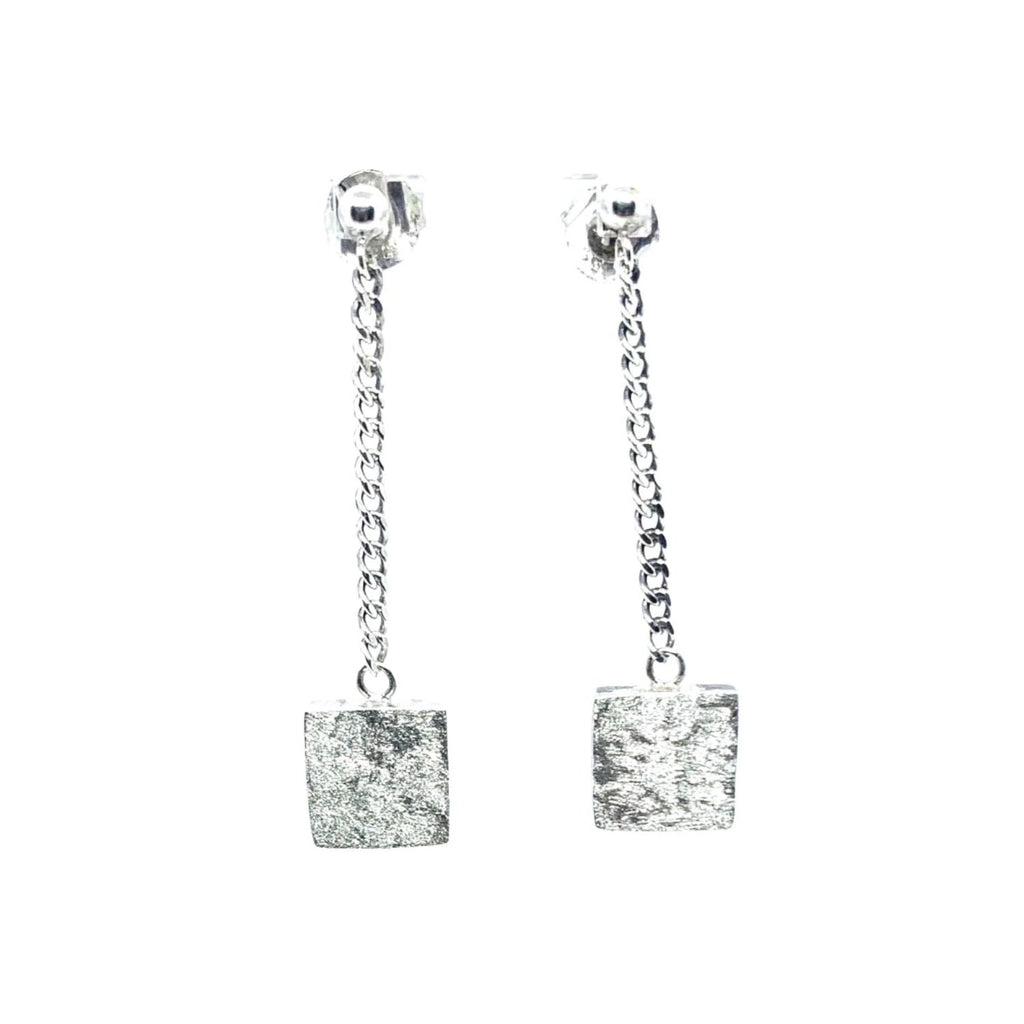 Sterling Silver Drop Earrings – Handcrafted Chain Design by Tg-Jewellery By Tamara Gervasio (square-drop-chain-stud-earrings-sterling-silver-925)