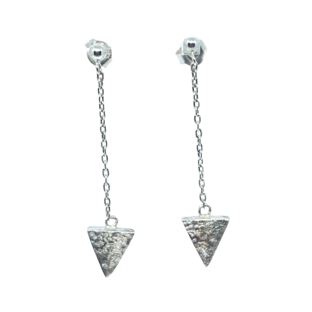 Sterling Silver Triangle Earrings – Modern Minimalist Drop Design by Tg-Jewellery By Tamara Gervasio (sterling-silver-hammered-triangle-drop-earrings-handmade-modern-minimalist-design)