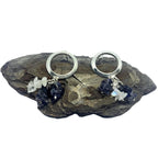 Moonstone Drop Earrings - Sterling Silver with Iolite Chips by Tg-Jewellery By Tamara Gervasio (round-stud-moonstone-iolite-drop-earrings-sterling-silver)