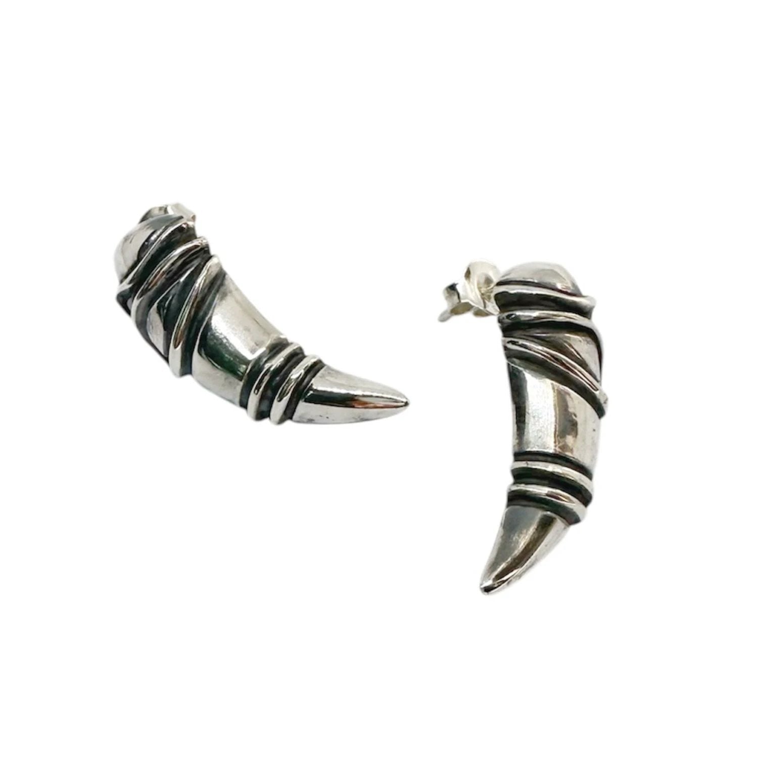 Sculptural Earrings – Bold Sterling Silver Statement Studs by Tg-Jewellery By Tamara Gervasio (eyebrow-stud-earrings-sterling-silver-925)
