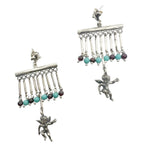 Chandelier Earrings – Sterling Silver Cherub with Garnet & Turquoise by Tg-Jewellery By Tamara Gervasio (sterling-silver-cherub-chandelier-earrings-with-garnet-turquoise-lost-wax-carving)