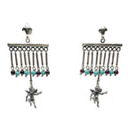 Chandelier Earrings – Sterling Silver Cherub with Garnet & Turquoise by Tg-Jewellery By Tamara Gervasio (sterling-silver-cherub-chandelier-earrings-with-garnet-turquoise-lost-wax-carving)