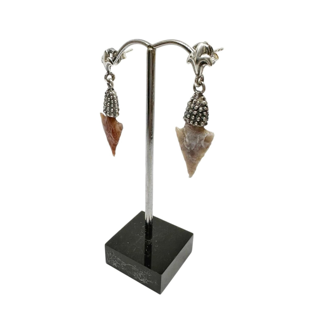 Arrowhead Earrings – Handcrafted Sterling Silver with Ancient Stone by Tg-Jewellery By Tamara Gervasio (ancient-arrowhead-dangle-earrings-in-sterling-silver-one-of-a-kind)