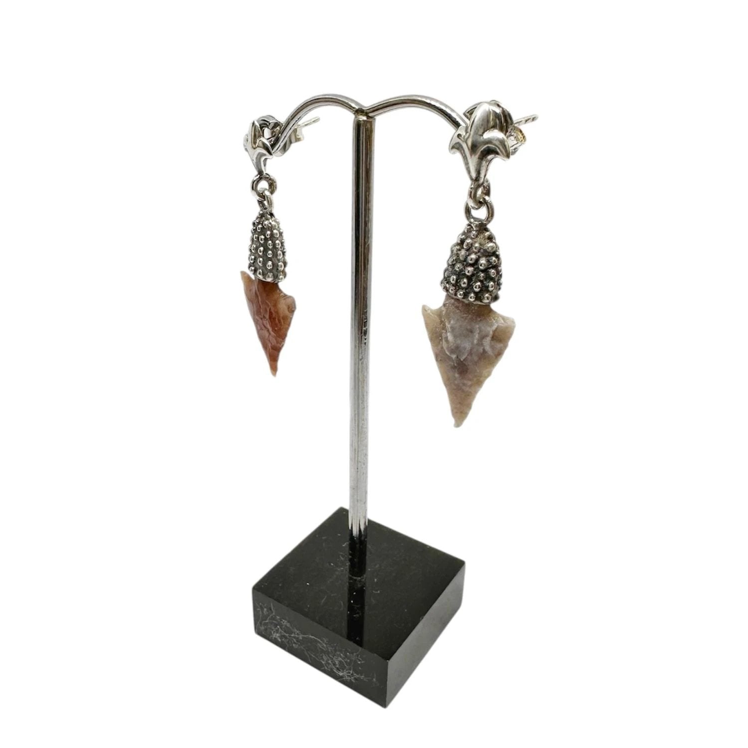 Arrowhead Earrings – Handcrafted Sterling Silver with Ancient Stone by Tg-Jewellery By Tamara Gervasio (ancient-arrowhead-dangle-earrings-in-sterling-silver-one-of-a-kind)