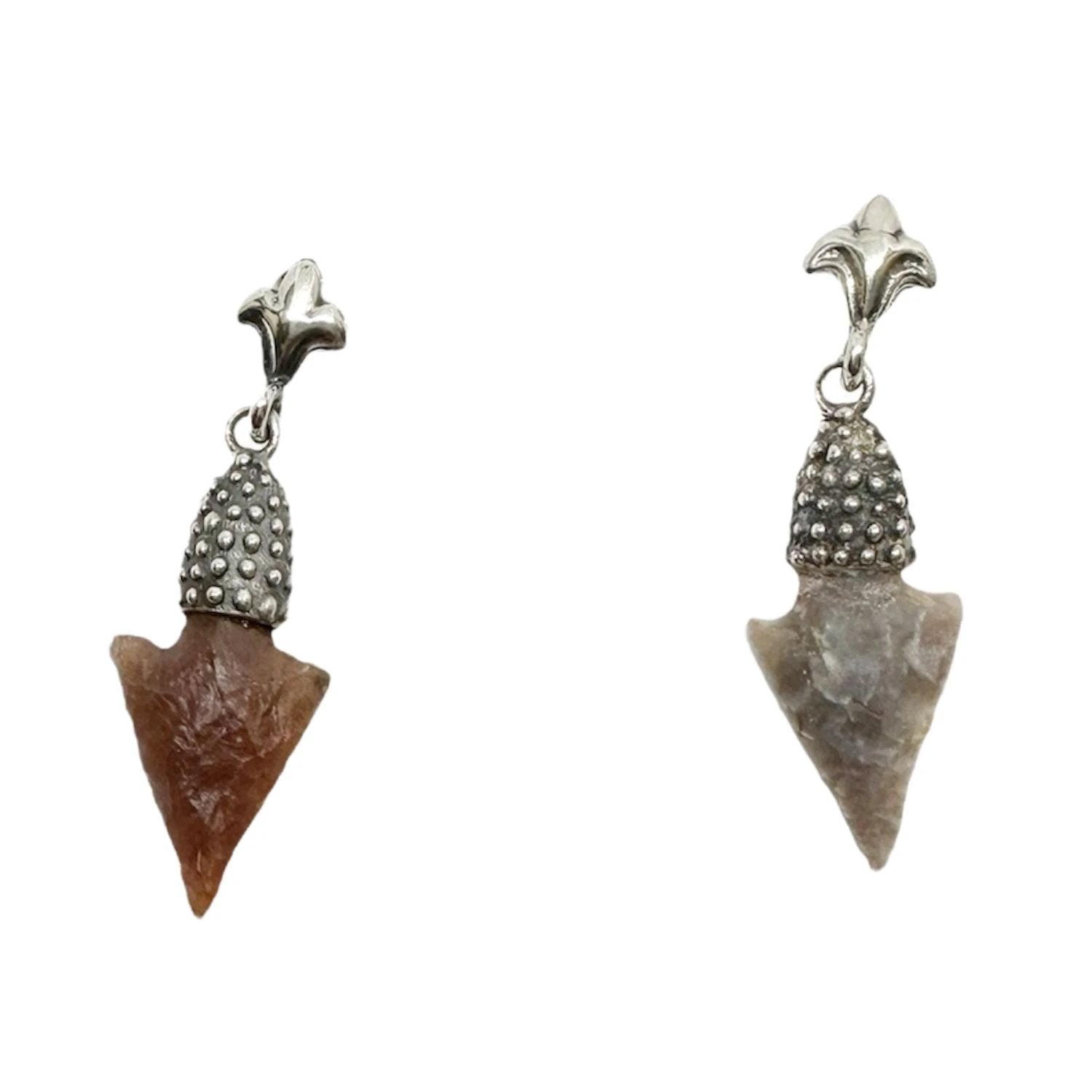 Arrowhead Earrings – Handcrafted Sterling Silver with Ancient Stone by Tg-Jewellery By Tamara Gervasio (ancient-arrowhead-dangle-earrings-in-sterling-silver-one-of-a-kind)