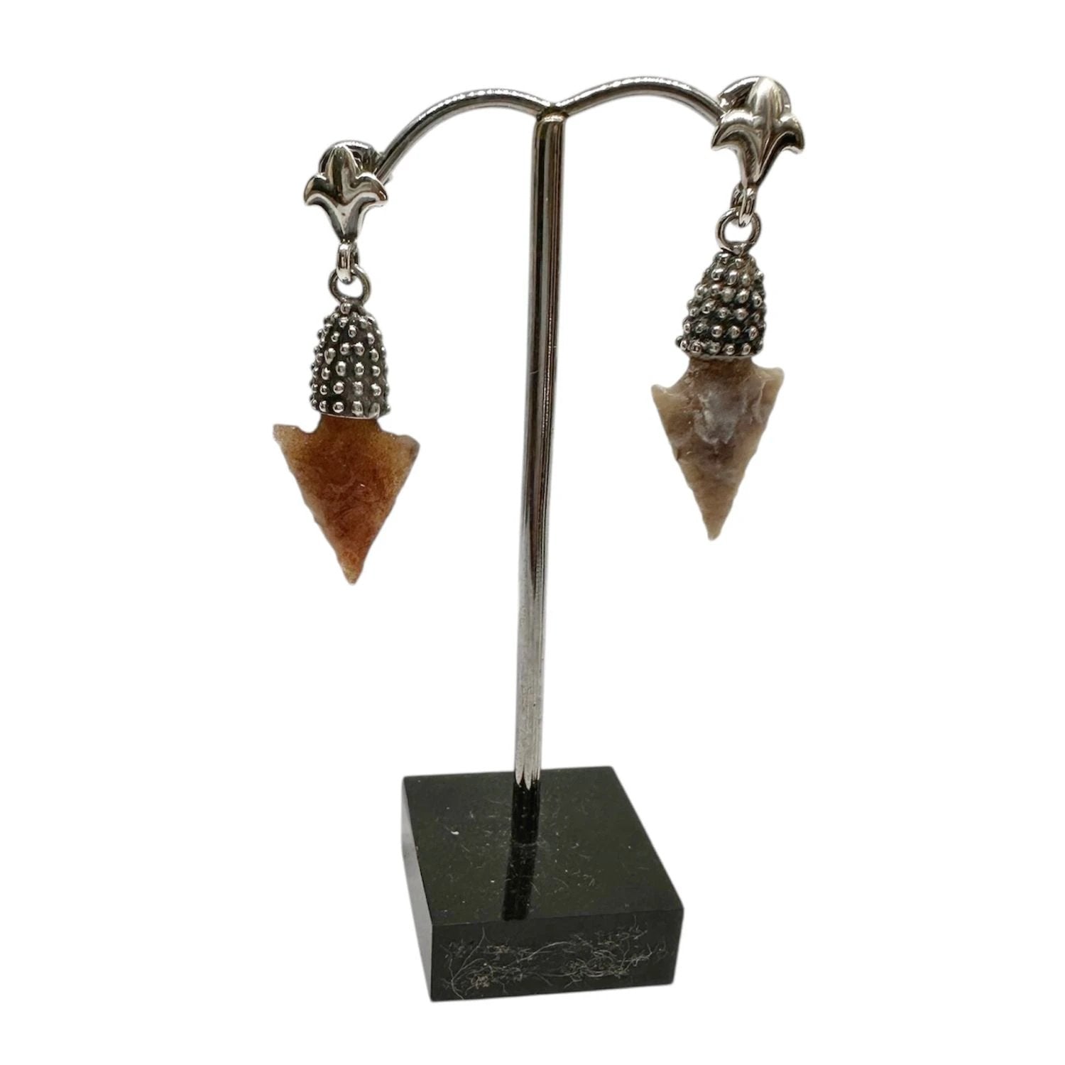 Arrowhead Earrings – Handcrafted Sterling Silver with Ancient Stone by Tg-Jewellery By Tamara Gervasio (ancient-arrowhead-dangle-earrings-in-sterling-silver-one-of-a-kind)