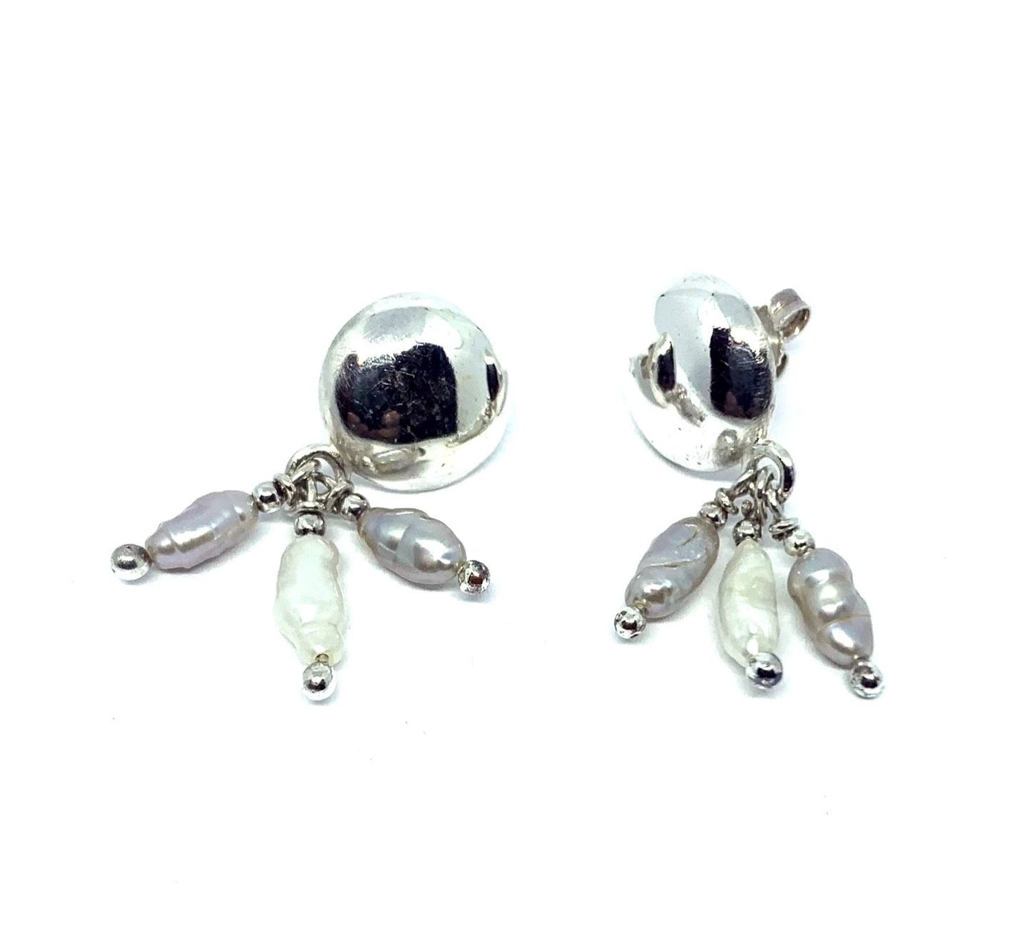 Cherub Earrings - Musical Sterling Silver Statement Drops by Tg-Jewellery By Tamara Gervasio (bottone-stud-earrings-sterling-silver-freshwater-pearl)