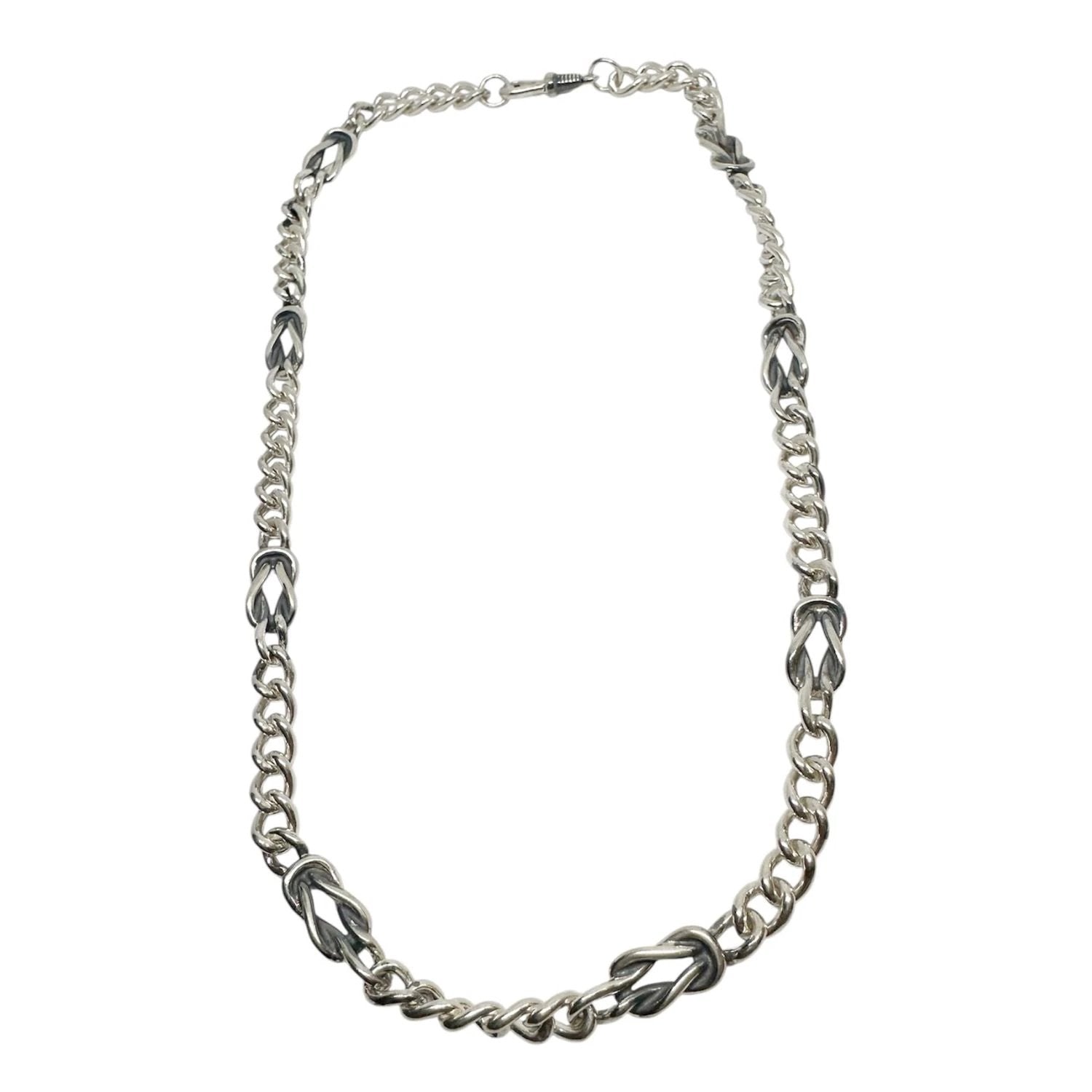 Men's Sterling Silver Necklace - Handcrafted Nautical Design by Tg-Jewellery By Tamara Gervasio (men-s-sterling-silver-nautical-knot-necklace-curb-chain-design)