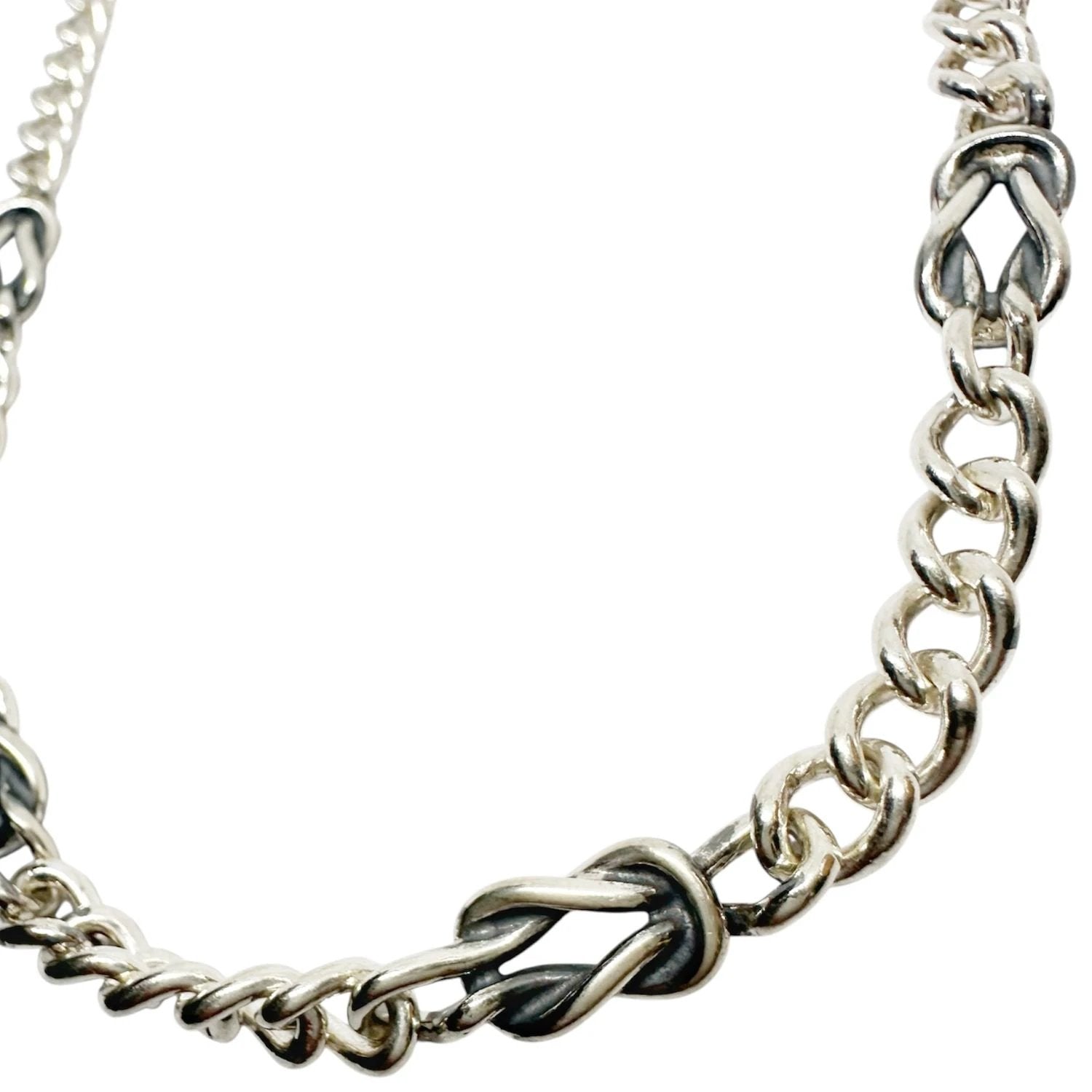 Men's Sterling Silver Necklace - Handcrafted Nautical Design by Tg-Jewellery By Tamara Gervasio (men-s-sterling-silver-nautical-knot-necklace-curb-chain-design)