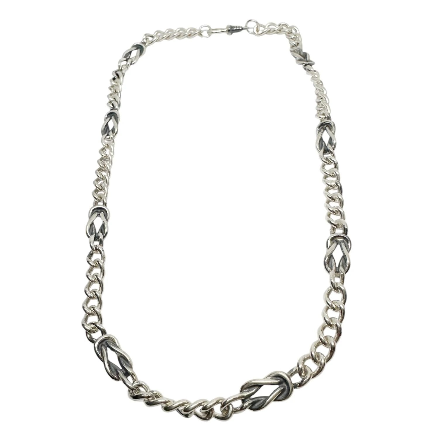 Men's Sterling Silver Necklace - Handcrafted Nautical Design by Tg-Jewellery By Tamara Gervasio (men-s-sterling-silver-nautical-knot-necklace-curb-chain-design)