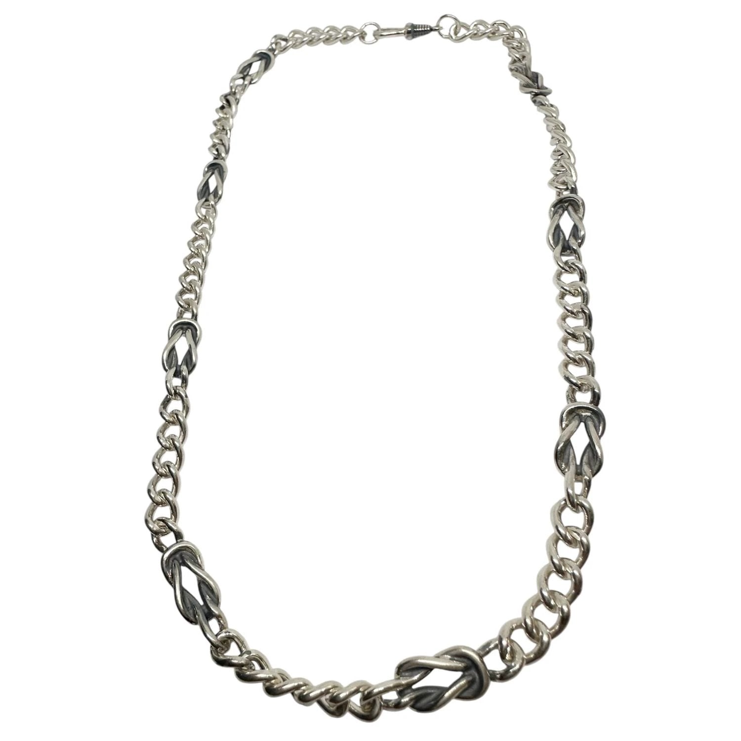 Men's Sterling Silver Necklace - Handcrafted Nautical Design by Tg-Jewellery By Tamara Gervasio (men-s-sterling-silver-nautical-knot-necklace-curb-chain-design)