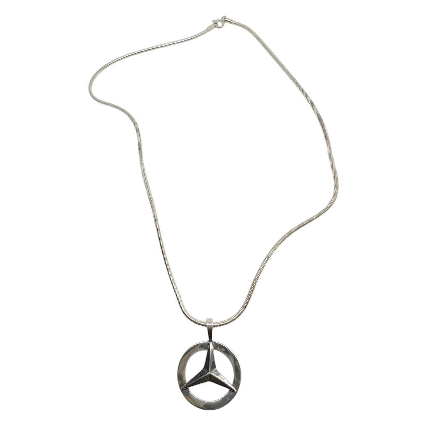 Sterling Silver Necklace Men – Mercedes Symbol Pendant by Tg-Jewellery By Tamara Gervasio (mercedes-pendant-necklace-sterling-silver-925-snake-chain)