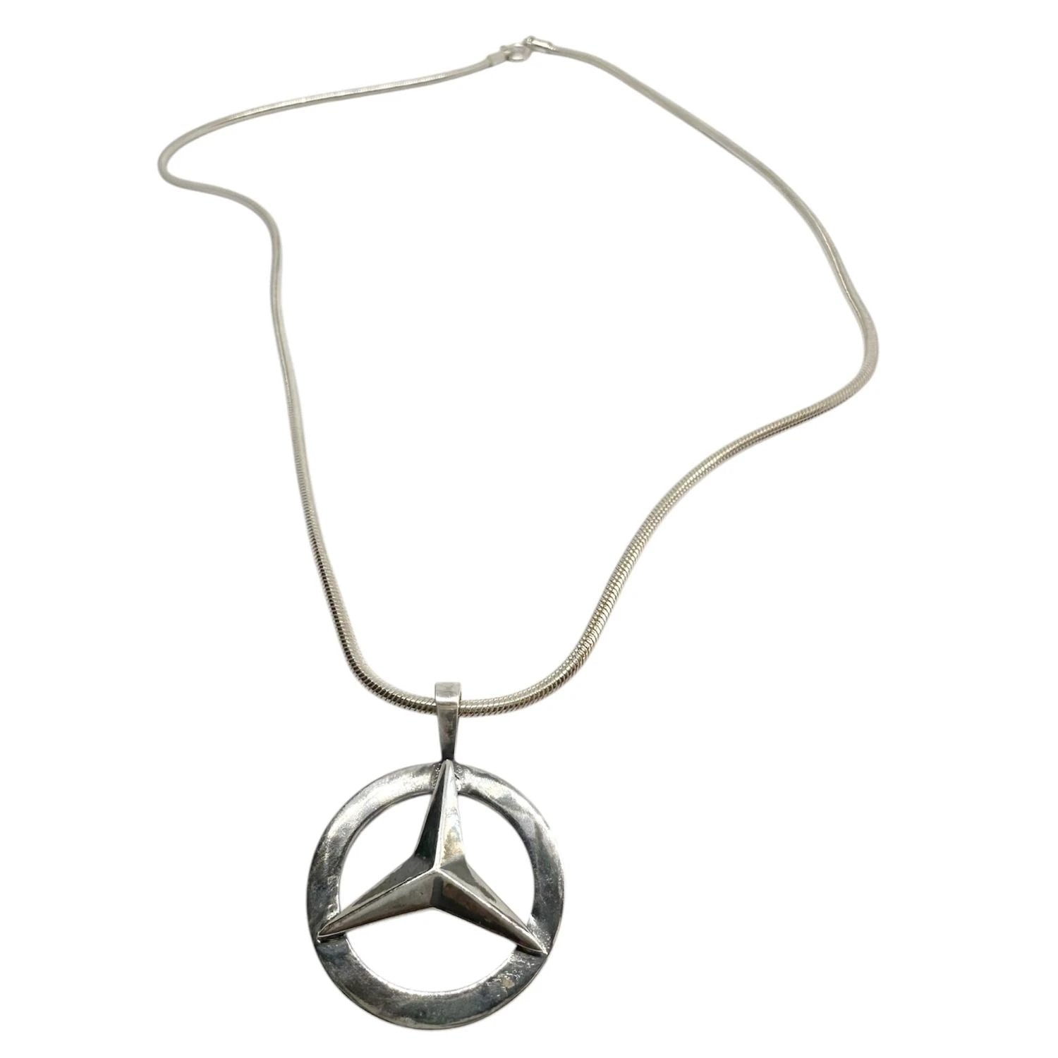 Sterling Silver Necklace Men – Mercedes Symbol Pendant by Tg-Jewellery By Tamara Gervasio (mercedes-pendant-necklace-sterling-silver-925-snake-chain)