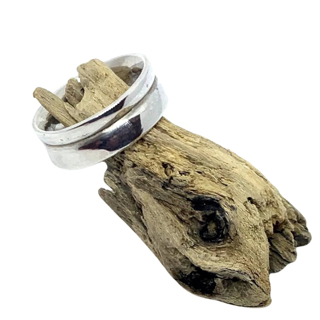 Sterling Silver Band Ring – Handcrafted Wide Band Design by Tg-Jewellery By Tamara Gervasio (sterling-silver-curved-band-ring-handmade-lost-wax-carving-one-of-a-kind)