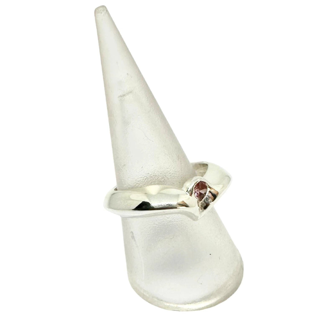 Heart Ring – Romantic Sterling Silver with Pink Stone by Tg-Jewellery By Tamara Gervasio (heart-shaped-band-ring-sterling-silver-925-with-pink-cz)