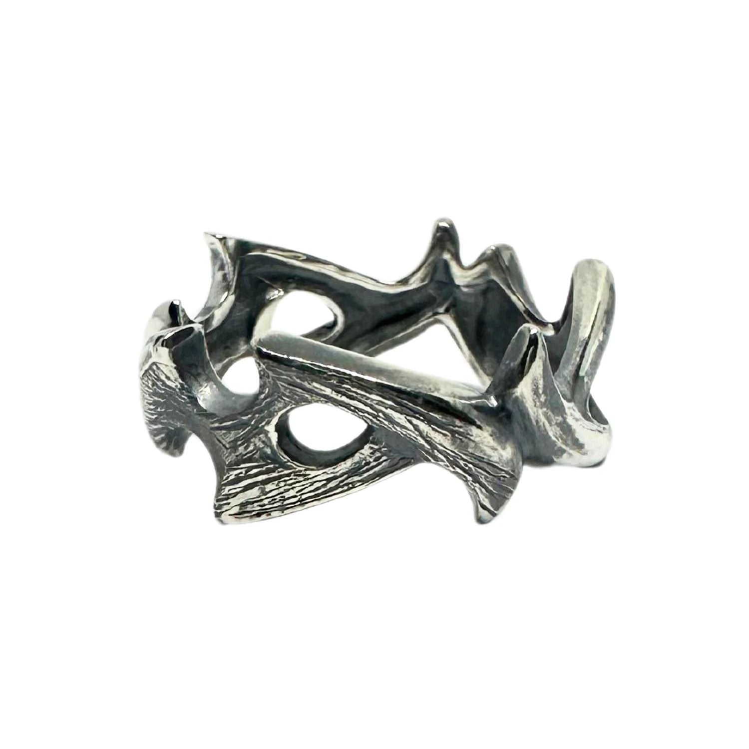 Men's Sterling Silver Ring - Bold Handcrafted Statement Piece by Tg-Jewellery By Tamara Gervasio (men-s-spike-ring-sterling-silver-925-lost-wax-carving)